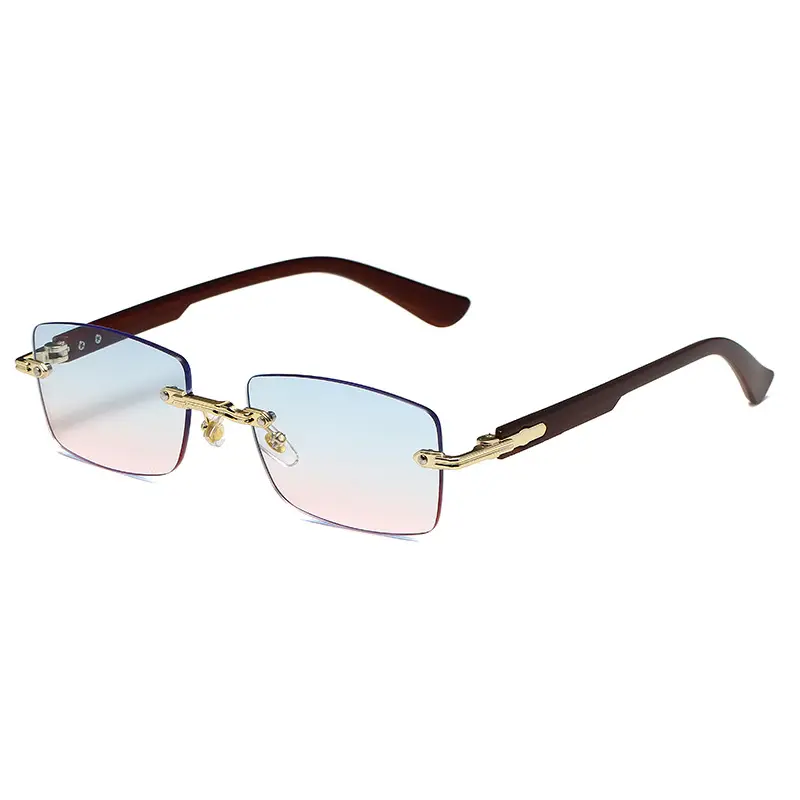 Square Rimless Sunglasses for Men Pink Anti-UV - Image 7
