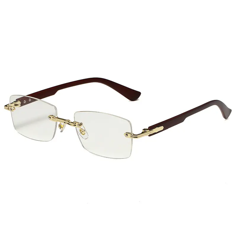Square Rimless Sunglasses for Men Pink Anti-UV - Image 8