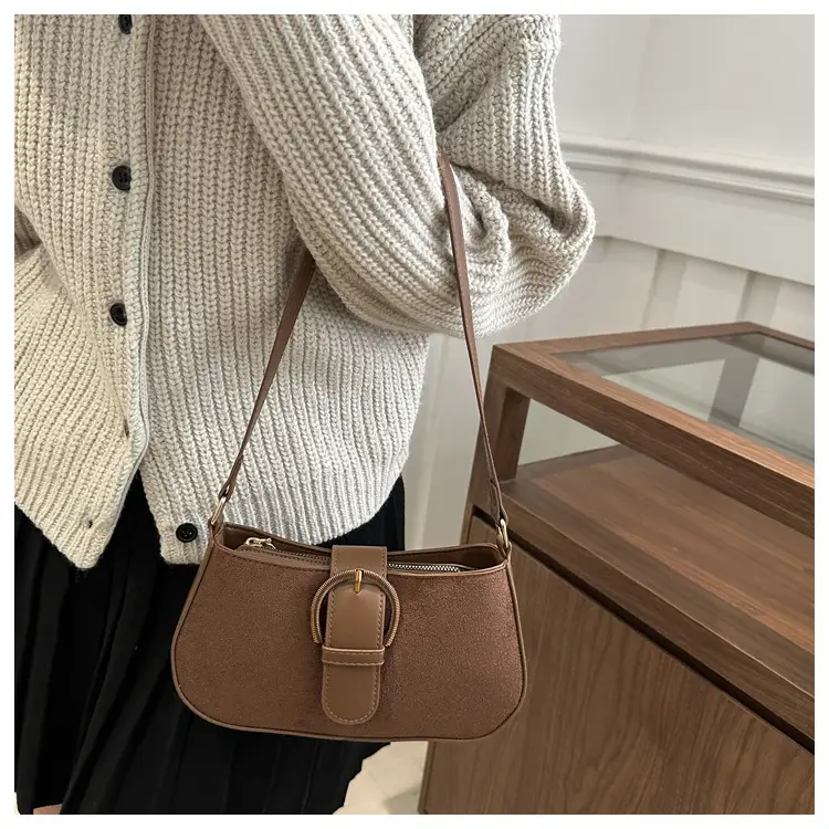 Frosted Crossbody Bag Brown 2025 Summer — feature 13