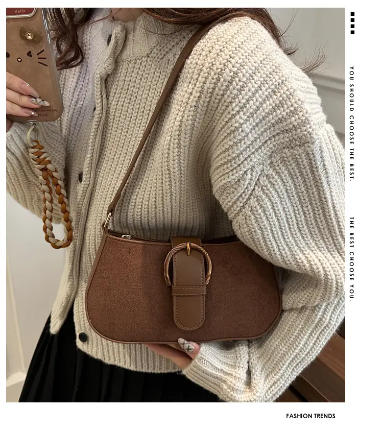 Frosted Crossbody Bag Brown 2025 Summer — feature 2