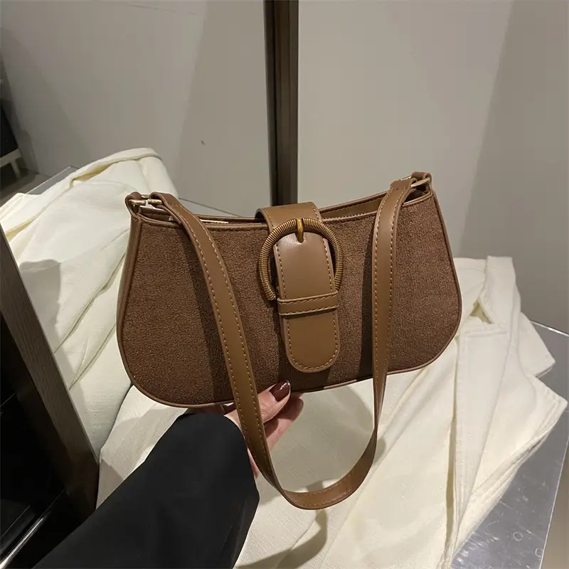 Frosted Crossbody Bag Brown 2025 Summer - Image 3