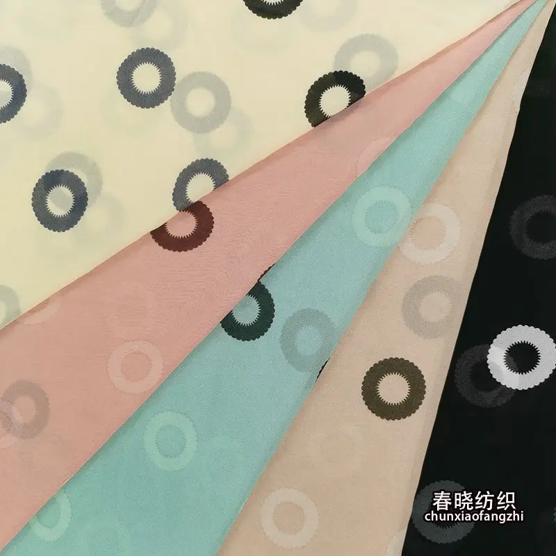 2025 Pearl Chiffon Circle Print Scarf - Image 6