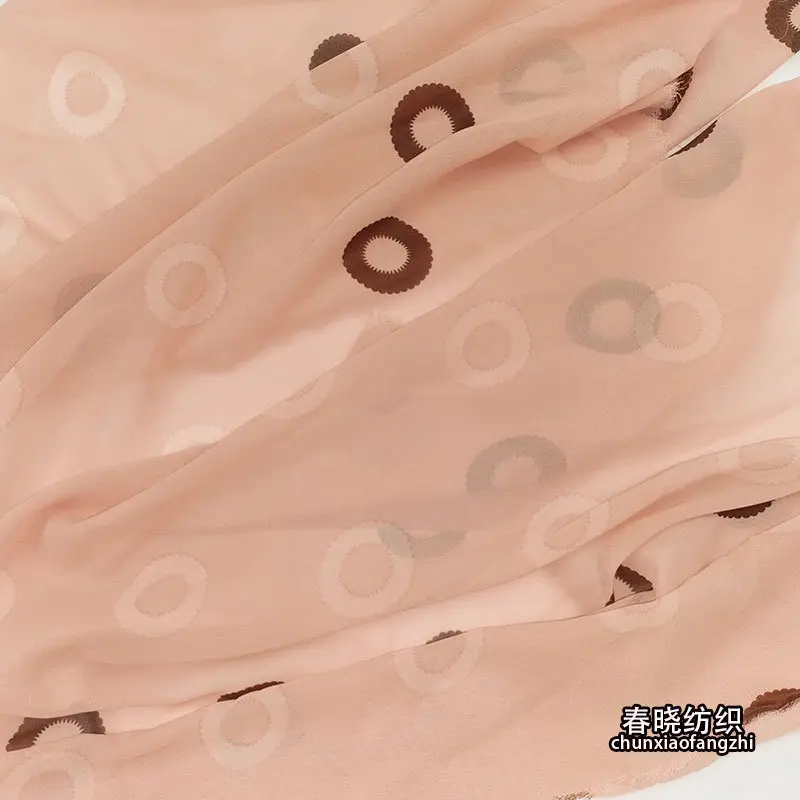 2025 Pearl Chiffon Circle Print Scarf - Image 4