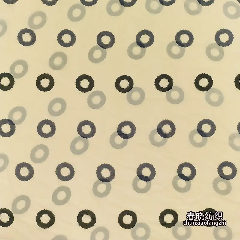 2025 Pearl Chiffon Circle Print Scarf - Image 5