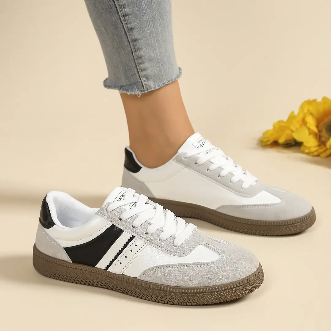 Foreign Trade Thick-Soled Moral Training Shoes for Women 2025 Spring and Summer New Breathable Sports White Shoes Flats-Soled Casual Sneakers Amazon - Image 3