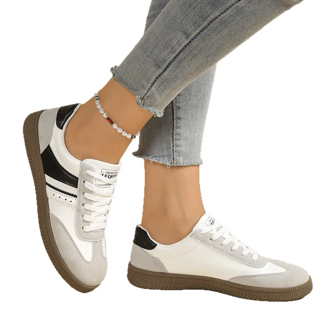 Foreign Trade Thick-Soled Moral Training Shoes for Women 2025 Spring and Summer New Breathable Sports White Shoes Flats-Soled Casual Sneakers Amazon - Image 5