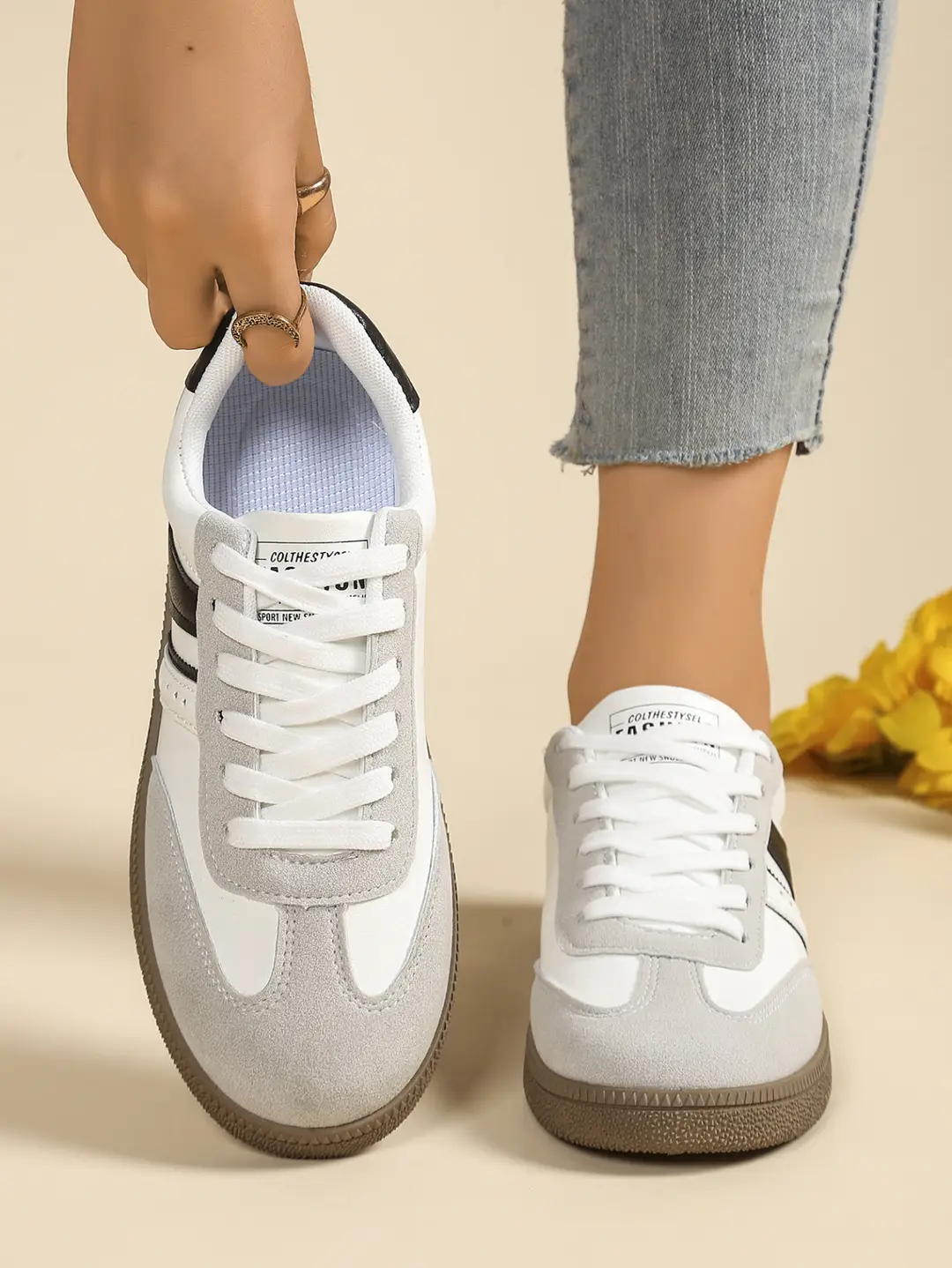 Foreign Trade Thick-Soled Moral Training Shoes for Women 2025 Spring and Summer New Breathable Sports White Shoes Flats-Soled Casual Sneakers Amazon — feature 7