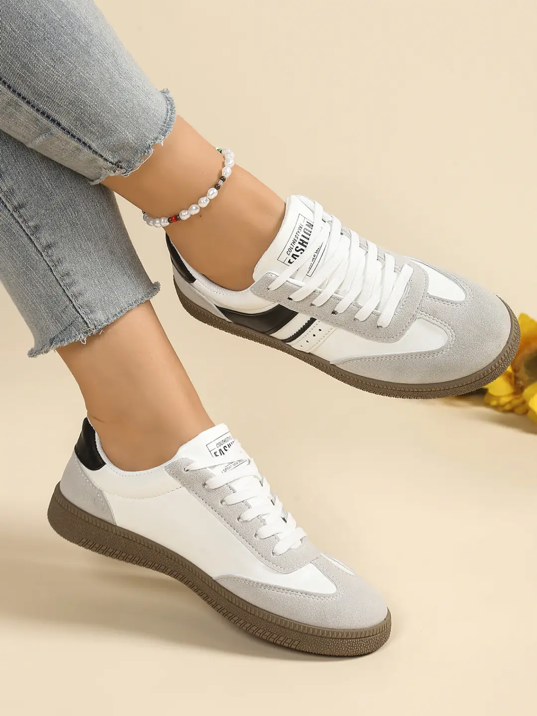 Foreign Trade Thick-Soled Moral Training Shoes for Women 2025 Spring and Summer New Breathable Sports White Shoes Flats-Soled Casual Sneakers Amazon — feature 8
