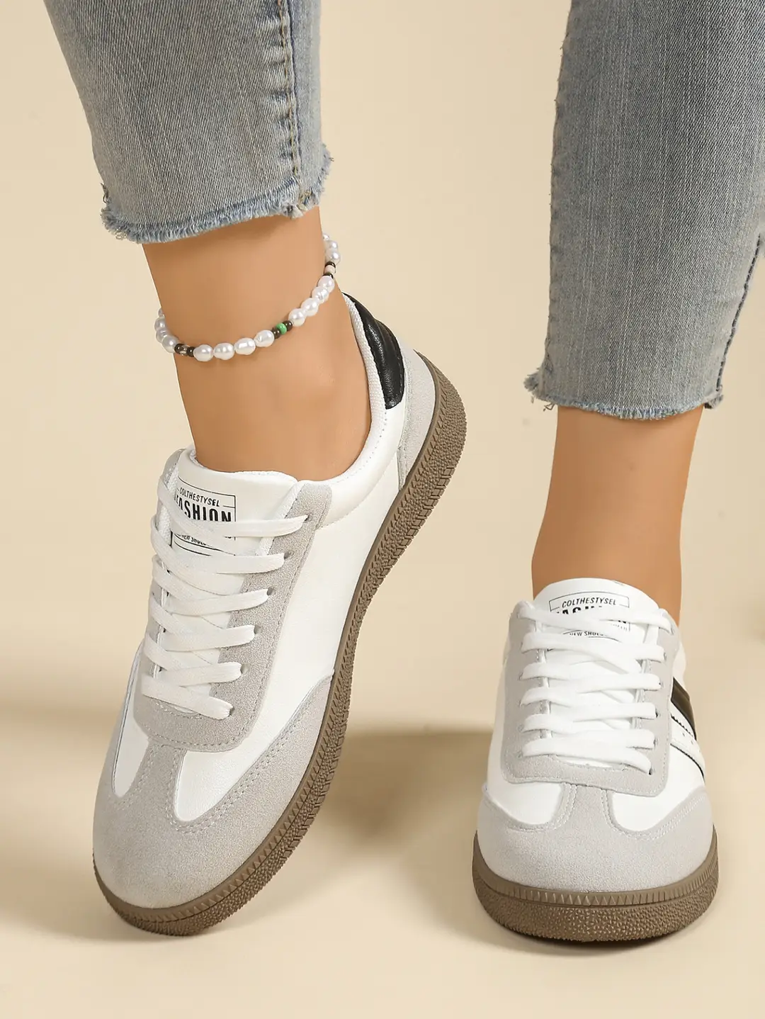 Foreign Trade Thick-Soled Moral Training Shoes for Women 2025 Spring and Summer New Breathable Sports White Shoes Flats-Soled Casual Sneakers Amazon — feature 9