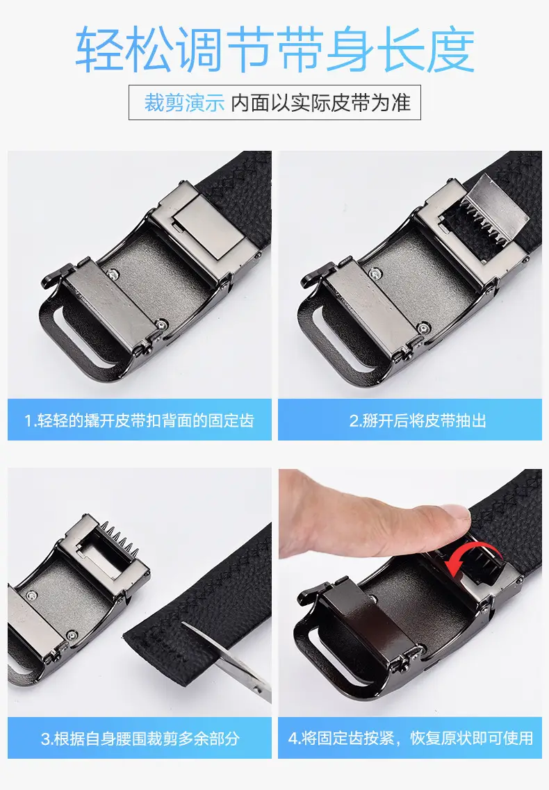 Men's Pure Cowhide Belt with Automatic Buckle & Zinc Alloy — feature 18