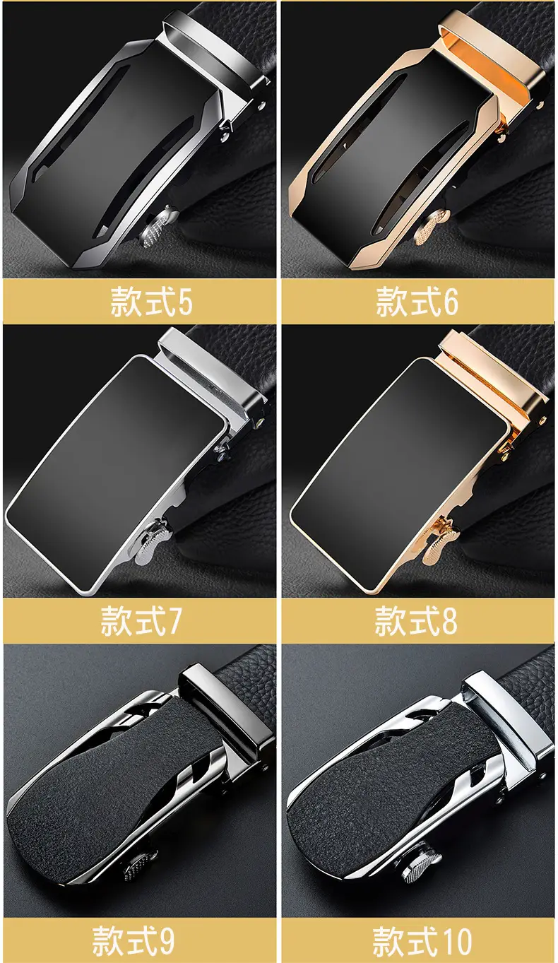 Men's Pure Cowhide Belt with Automatic Buckle & Zinc Alloy — feature 7