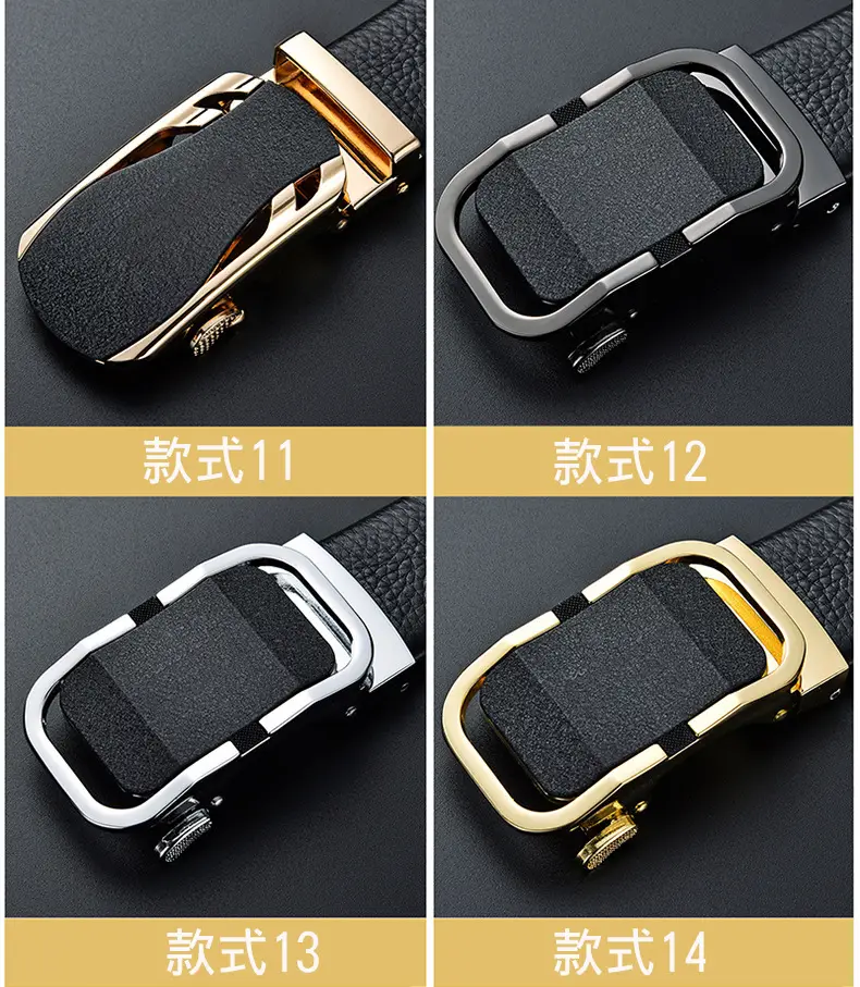 Men's Pure Cowhide Belt with Automatic Buckle & Zinc Alloy — feature 8