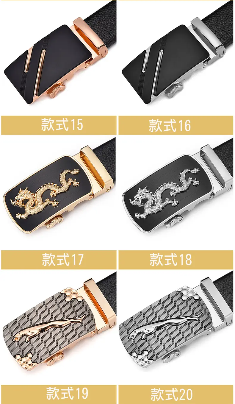 Men's Pure Cowhide Belt with Automatic Buckle & Zinc Alloy — feature 9