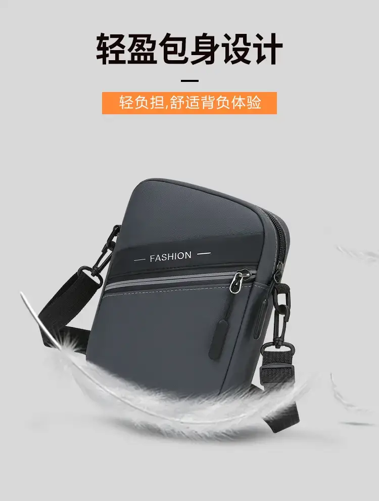 Men's Lightweight Crossbody Bag Black Multi Compartment — feature 5
