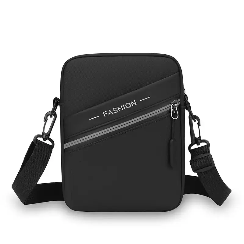 Men's Lightweight Crossbody Bag Black Multi Compartment - Image 2