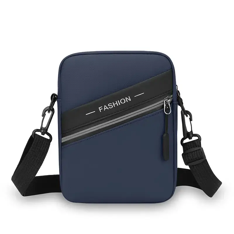 Men's Lightweight Crossbody Bag Black Multi Compartment - Image 4