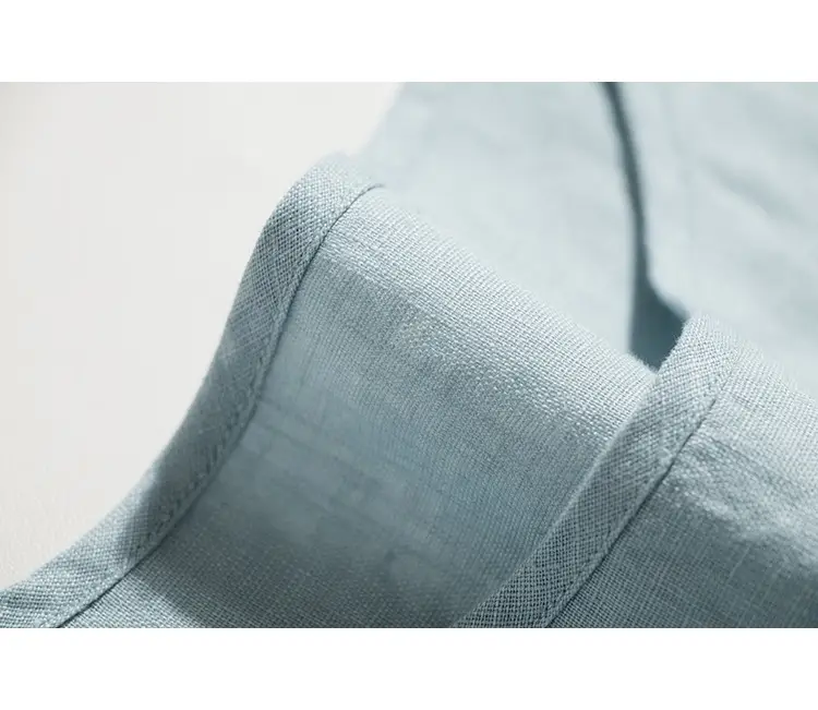 2026 Summer Linen Dress Light Blue Artistic Round Neck — feature 10