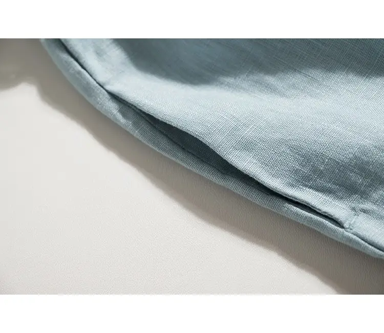 2026 Summer Linen Dress Light Blue Artistic Round Neck — feature 13