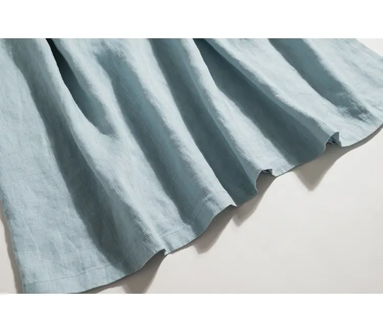 2026 Summer Linen Dress Light Blue Artistic Round Neck — feature 15