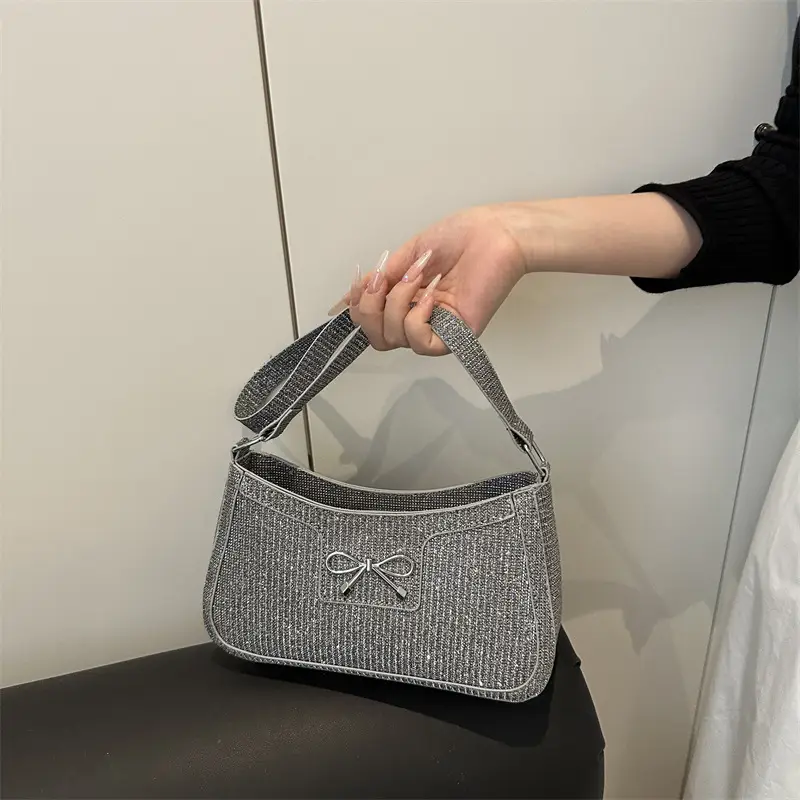 Silver Textured Shoulder Bag for Women - Image 6