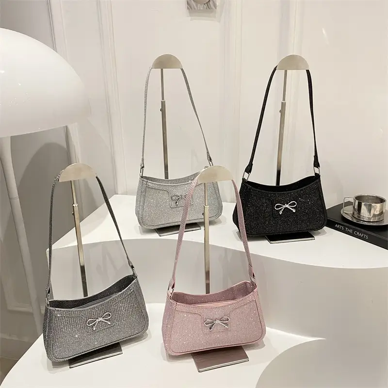 Silver Textured Shoulder Bag for Women - Image 8