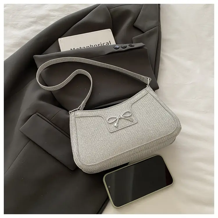 Silver Textured Shoulder Bag for Women — feature 5