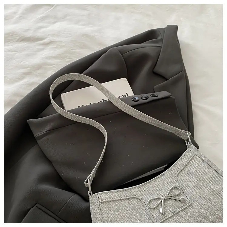 Silver Textured Shoulder Bag for Women — feature 7
