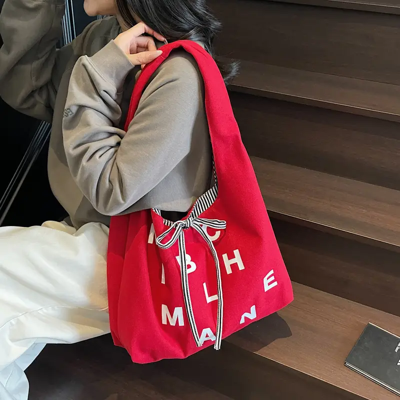 Red Embroidered Shoulder Bag for Women Students Large Capacity - Image 7