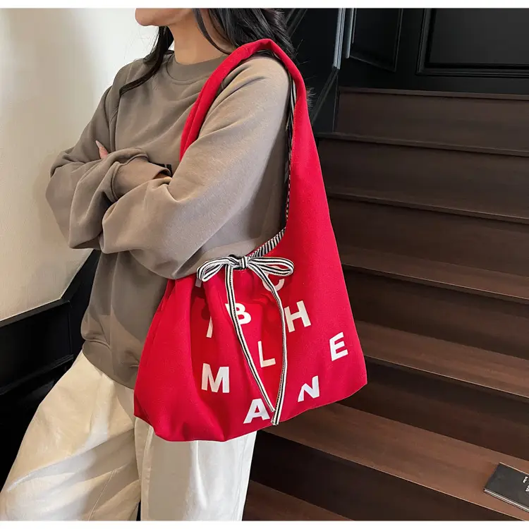 Red Embroidered Shoulder Bag for Women Students Large Capacity — feature 12