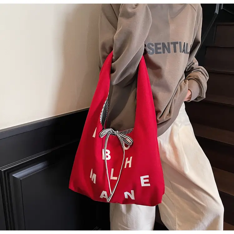 Red Embroidered Shoulder Bag for Women Students Large Capacity — feature 13