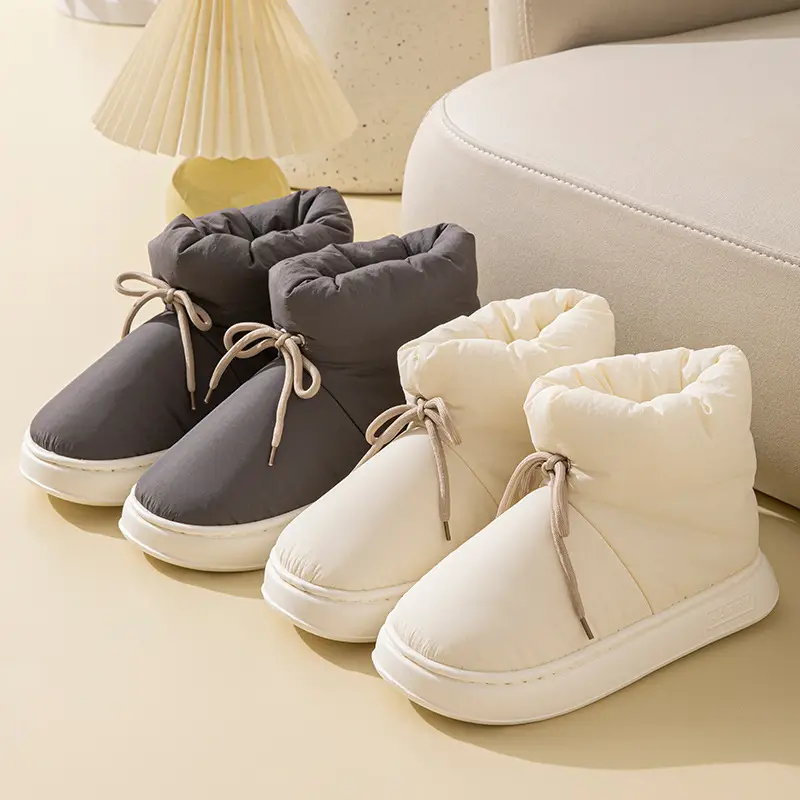Women's Winter 2025 New Cotton Slippers for Going Out, Warm High-Top Cold-Proof Thick-Soled Thickened Cotton Slippers for Couples in Winter