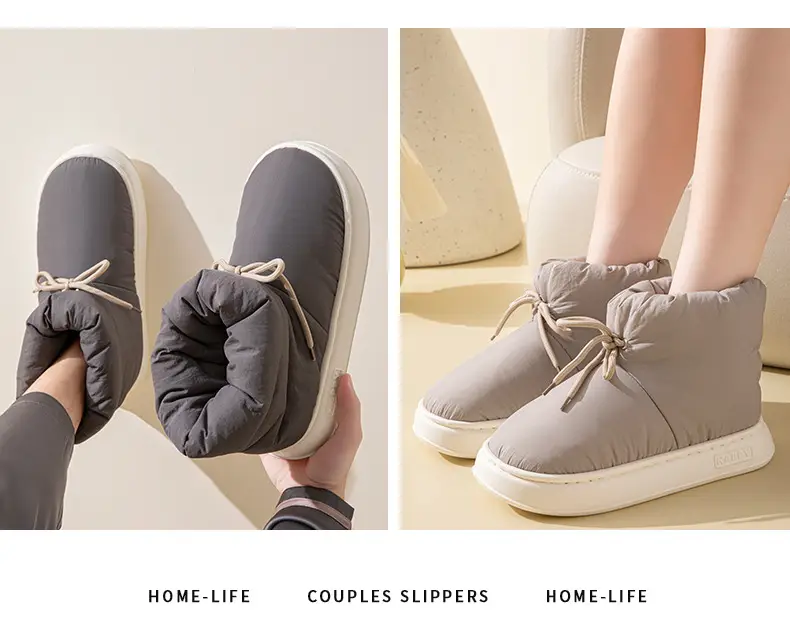 Women's Winter 2025 New Cotton Slippers for Going Out, Warm High-Top Cold-Proof Thick-Soled Thickened Cotton Slippers for Couples in Winter — feature 14