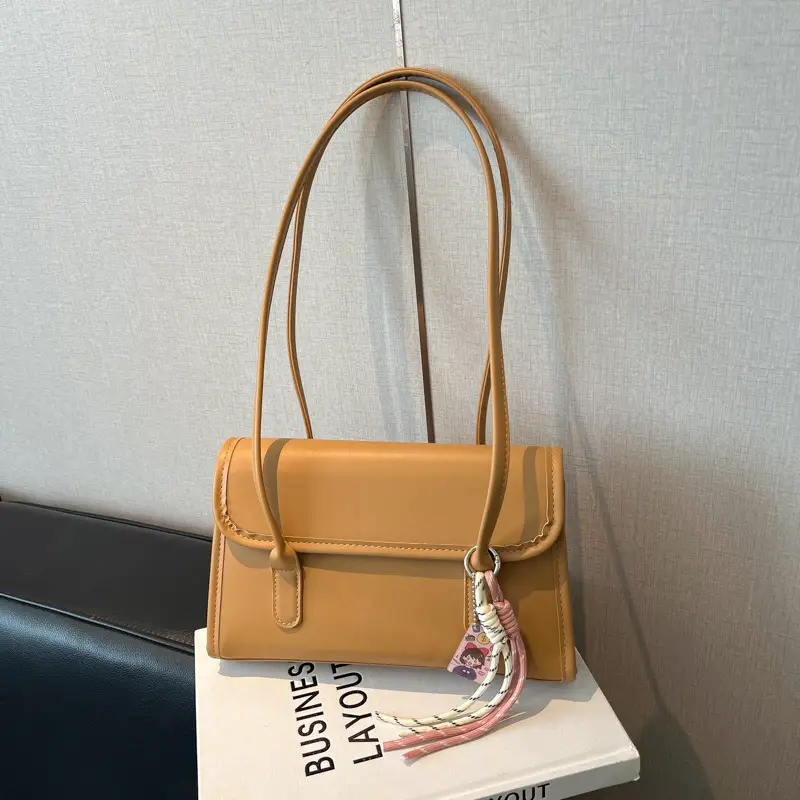 Women's Yellow High-Looking Shoulder Bag with Lash - Image 7