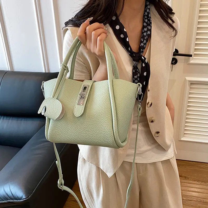Vintage Bucket Bag for Women Cream Leather Shoulder Crossbody - Image 11