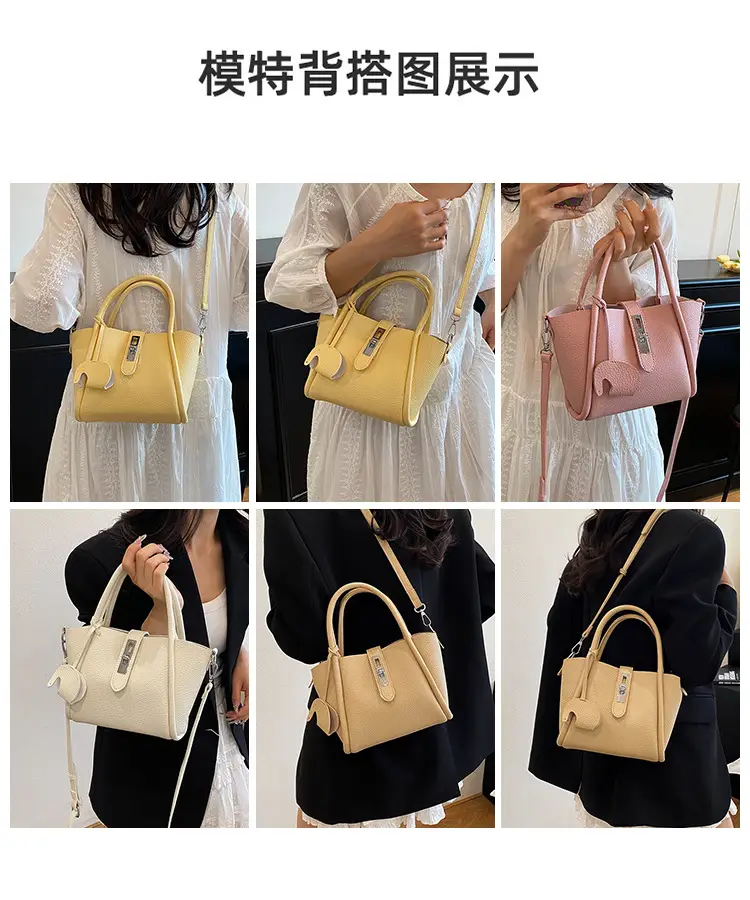 Vintage Bucket Bag for Women Cream Leather Shoulder Crossbody — feature 10
