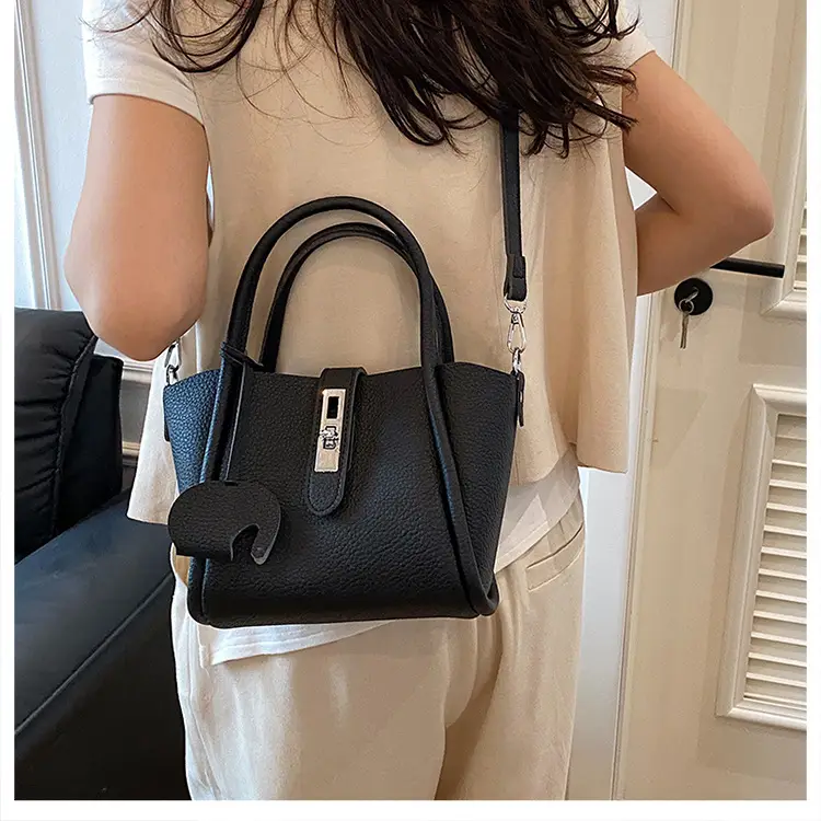 Vintage Bucket Bag for Women Cream Leather Shoulder Crossbody — feature 16