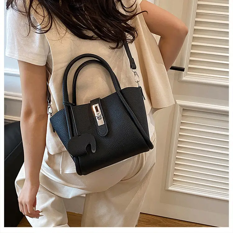 Vintage Bucket Bag for Women Cream Leather Shoulder Crossbody — feature 17