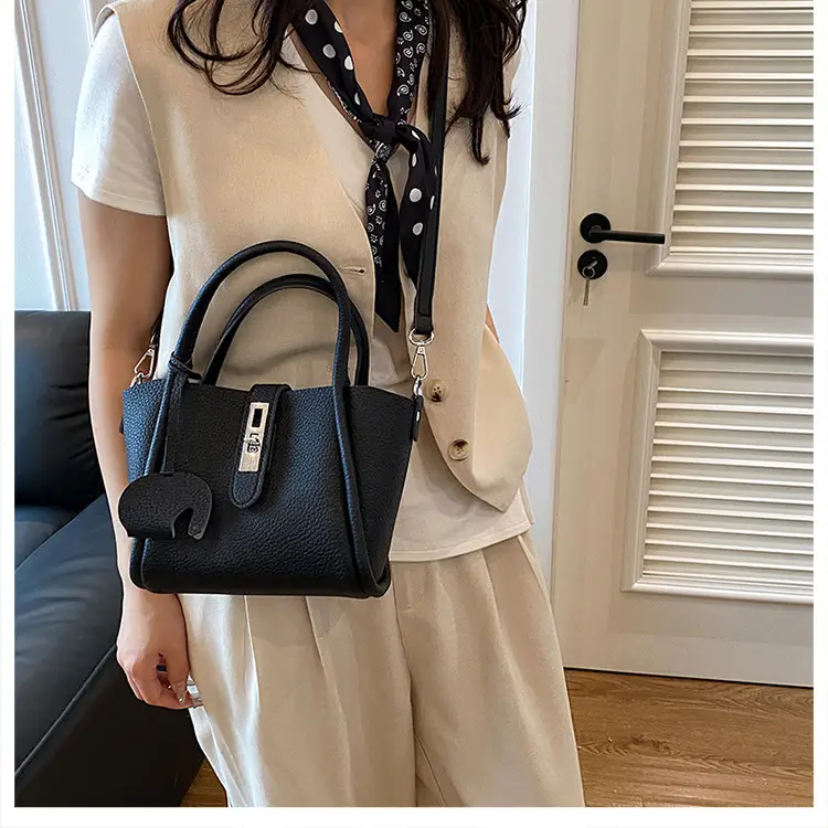 Vintage Bucket Bag for Women Cream Leather Shoulder Crossbody — feature 18