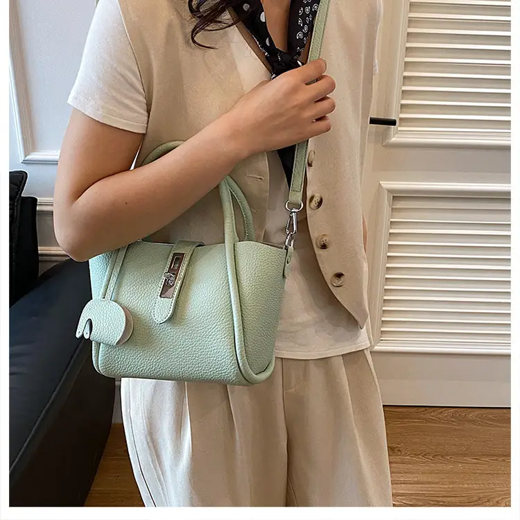 Vintage Bucket Bag for Women Cream Leather Shoulder Crossbody — feature 19