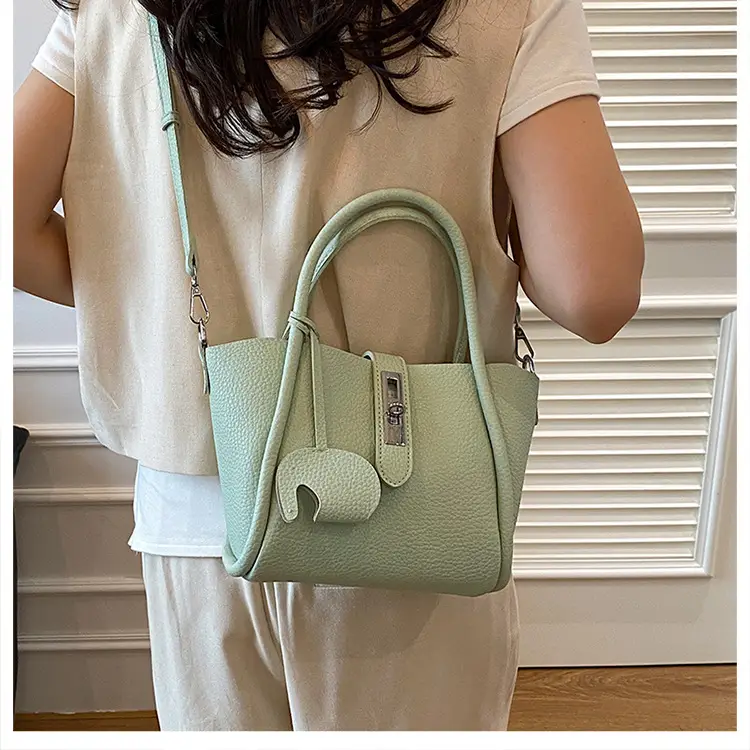 Vintage Bucket Bag for Women Cream Leather Shoulder Crossbody — feature 20