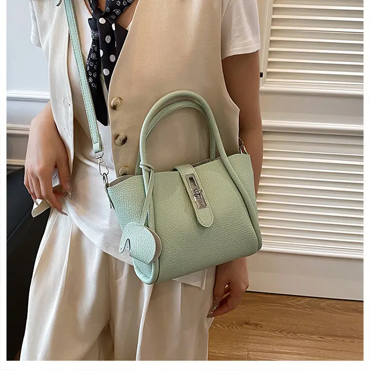 Vintage Bucket Bag for Women Cream Leather Shoulder Crossbody — feature 22