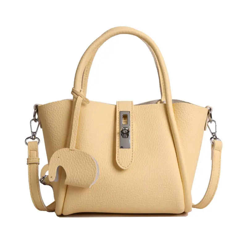 Vintage Bucket Bag for Women Cream Leather Shoulder Crossbody - Image 2