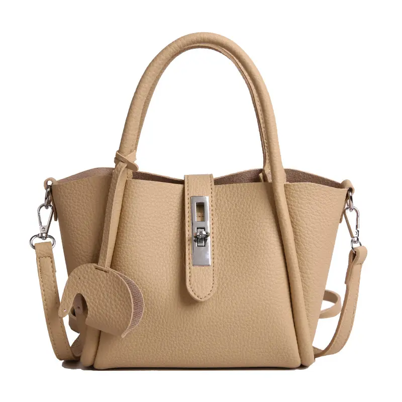 Vintage Bucket Bag for Women Cream Leather Shoulder Crossbody - Image 4