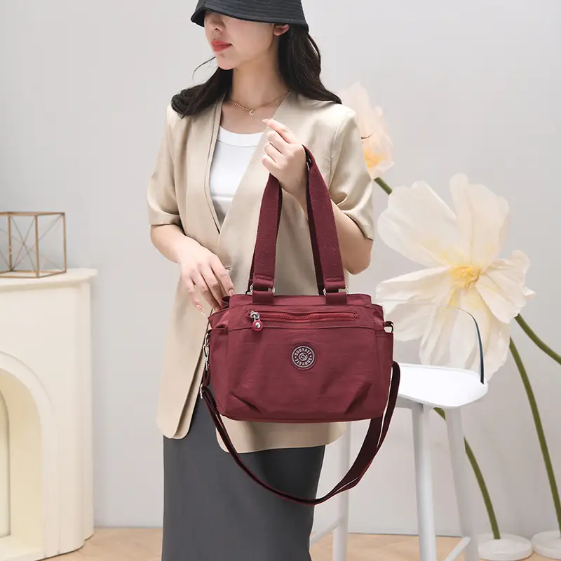 2026 Women's Maroon Oxford Shoulder Bag Large Capacity Washable - Image 12