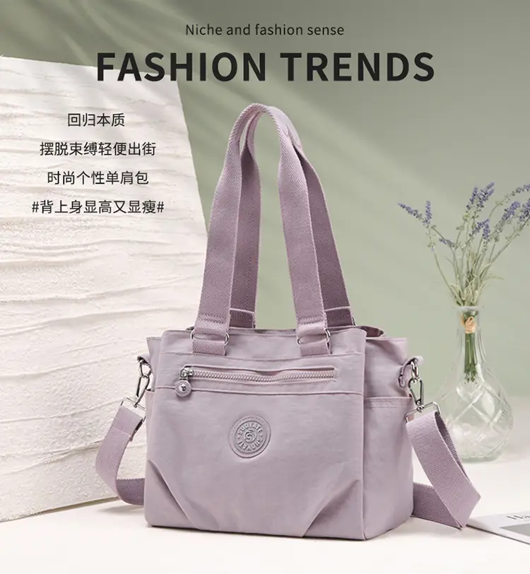 2026 Women's Maroon Oxford Shoulder Bag Large Capacity Washable — feature 2