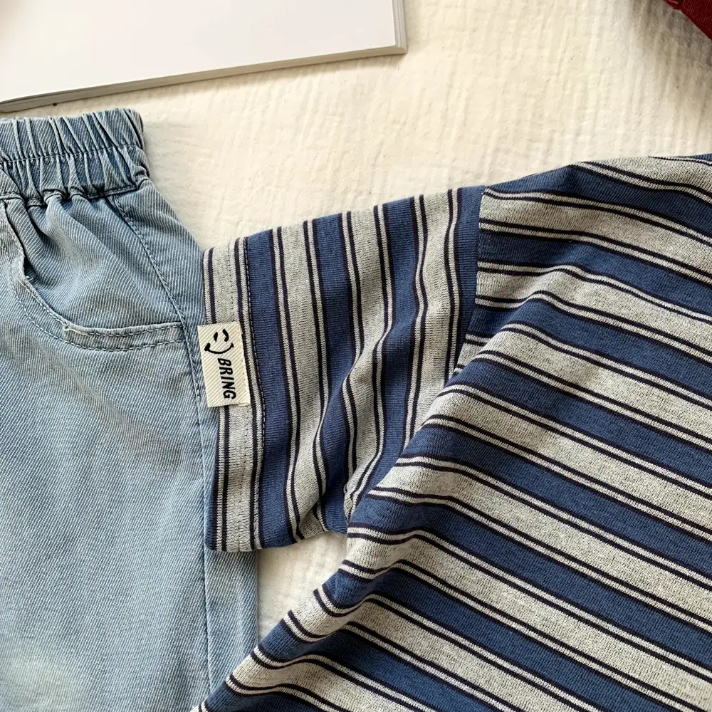 2025 Boys Striped T-Shirt Blue White Loose Casual - Image 5