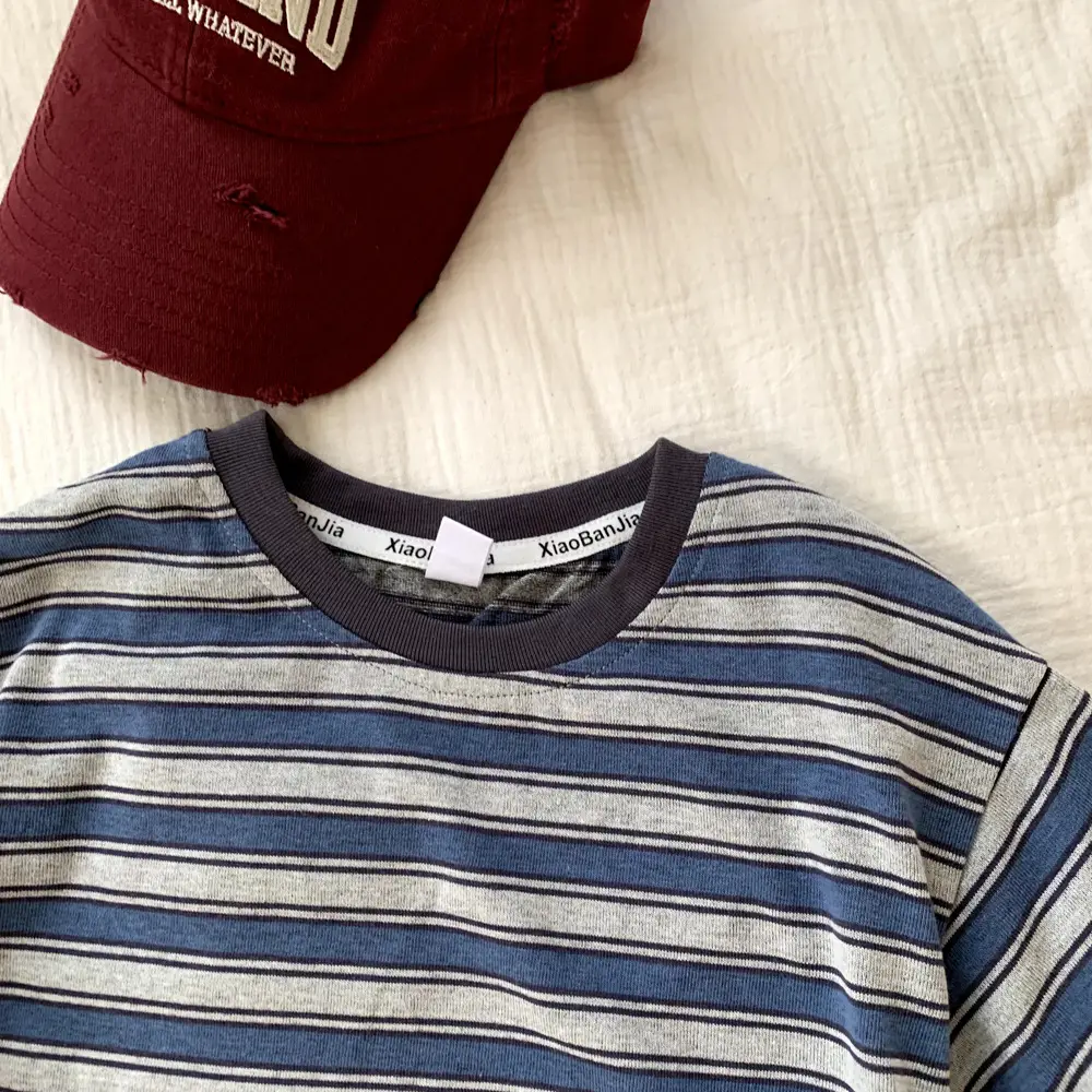 2025 Boys Striped T-Shirt Blue White Loose Casual — feature 4
