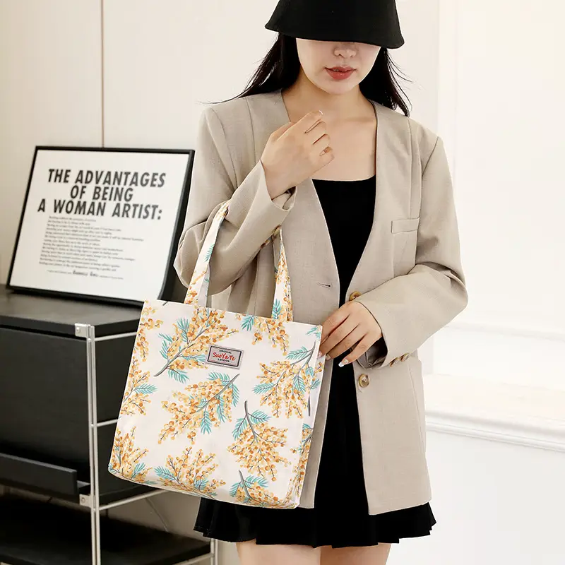 Large Printed Leaf Design Tote Bag for Women - Image 15