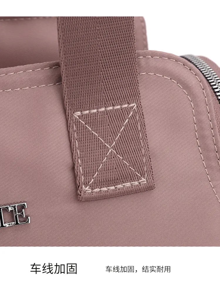 Women's Black Nylon Shoulder Bag with Zip Pockets — feature 17