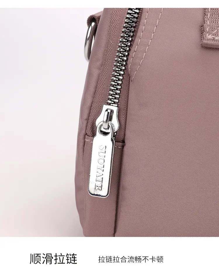 Women's Black Nylon Shoulder Bag with Zip Pockets — feature 19
